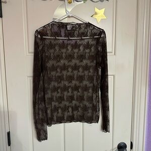 Brown long sleeve Lace Blouse